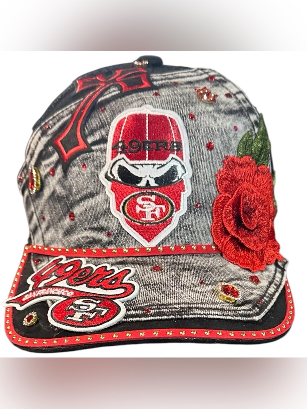 San Francisco 49ers Women's Embroidered Red and Gray Baseball Cap